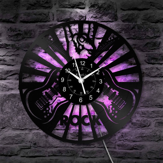 LED Vinyl Wall Clock | Guitar Music | 12''