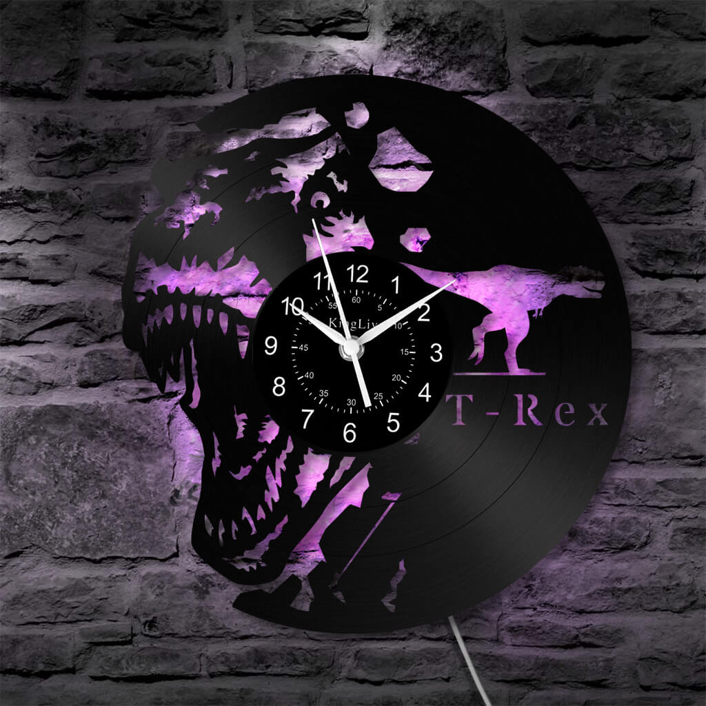 LED Vinyl Wall Clock | Dinosaur | 12'' | 0300WPB