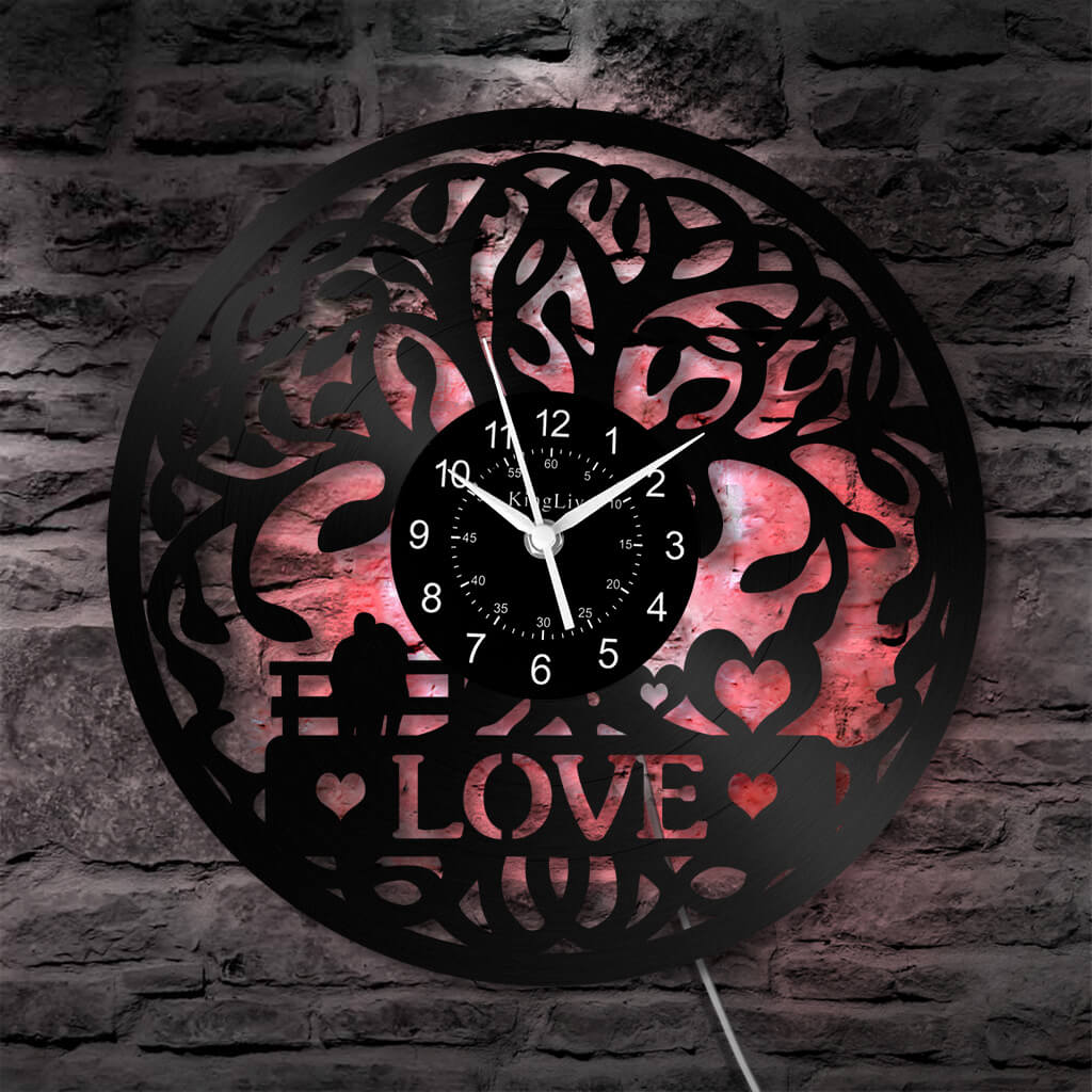 LED Vinyl Wall Clock | Tree of Love | 12'' | 0305WPB