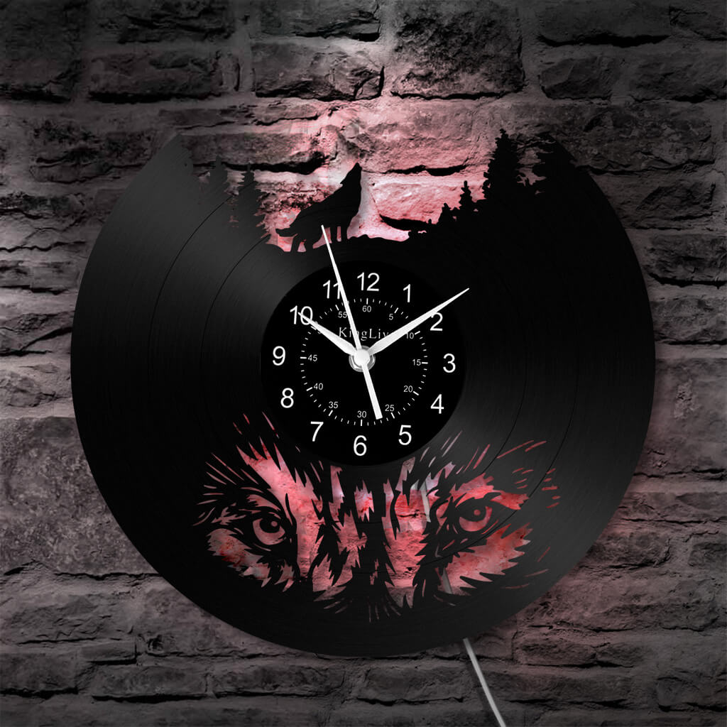 LED Vinyl Wall Clock | Wolf | 0309WPB