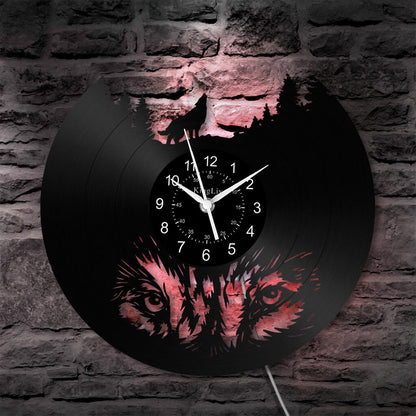 LED Vinyl Wall Clock | Wolf | 0309WPB
