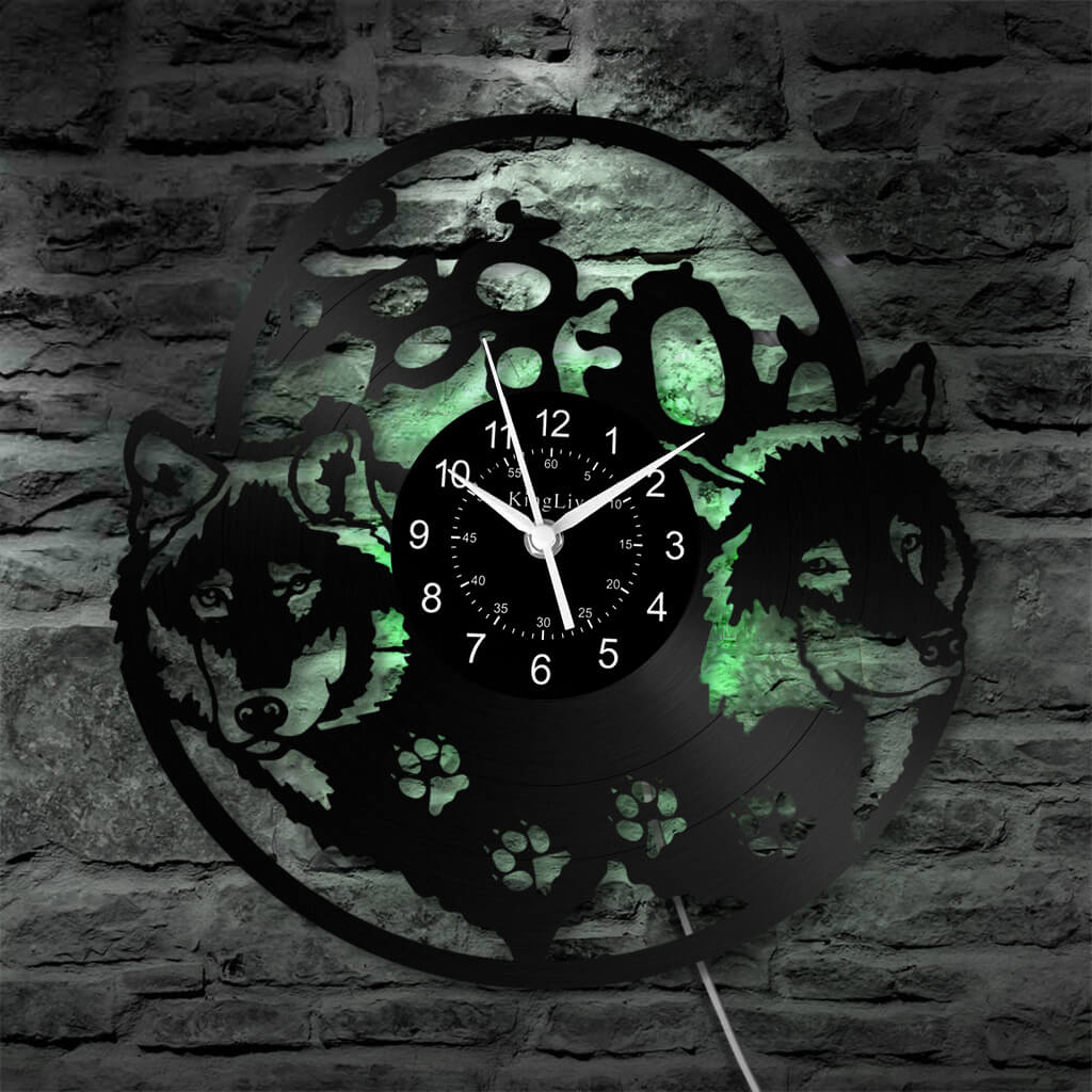 LED Vinyl Wall Clock | Wolf | 12'' | 0153WPB