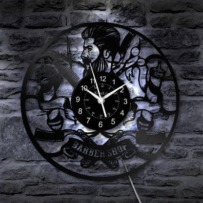 LED Vinyl Wall Clock | Barber Shop | 12'' | 0011WPB