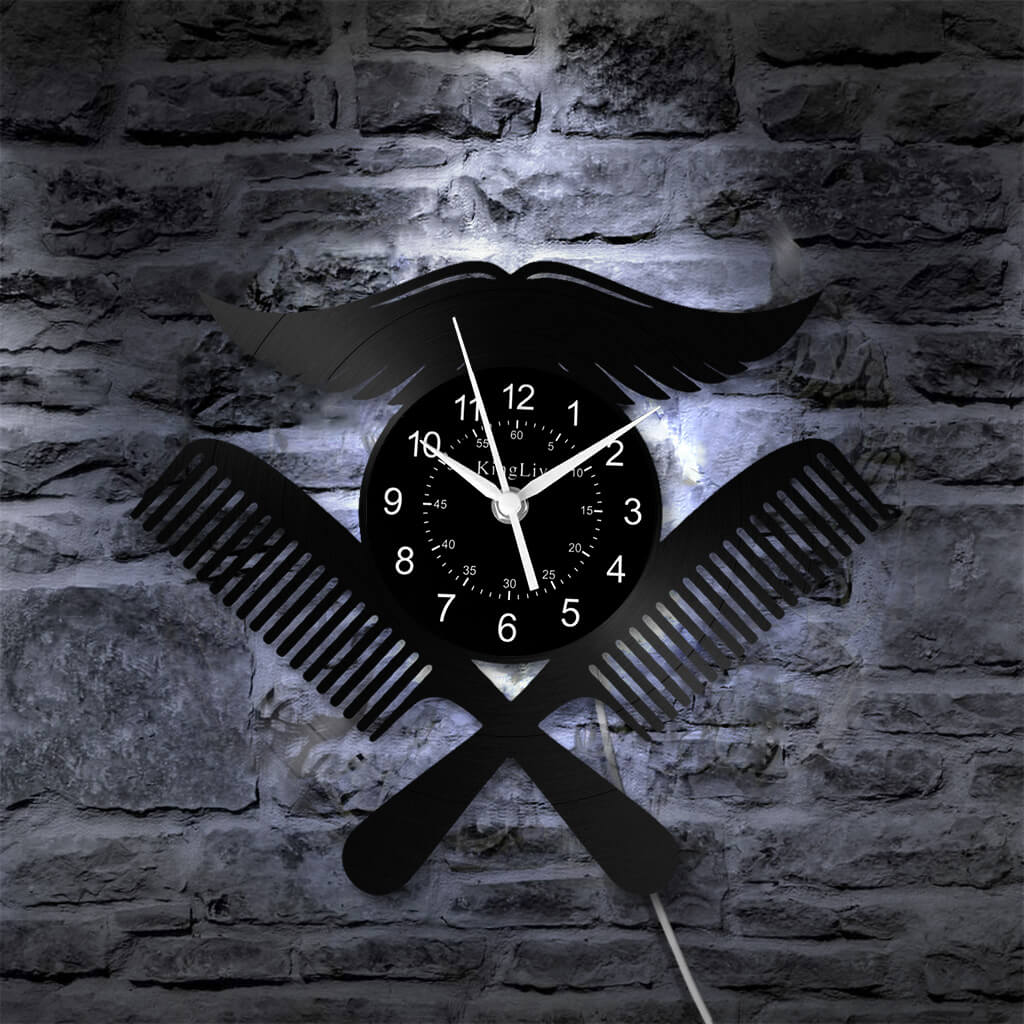 LED Vinyl Wall Clock | Barbershop | 12'' | 0227WPB