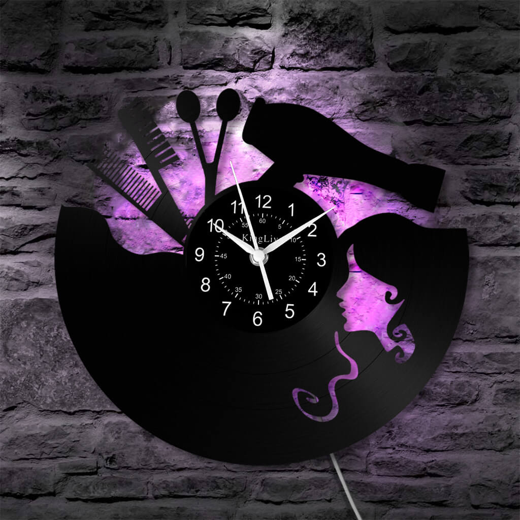 LED Vinyl Wall Clock | Nail Salon | Barber Shop | 12''