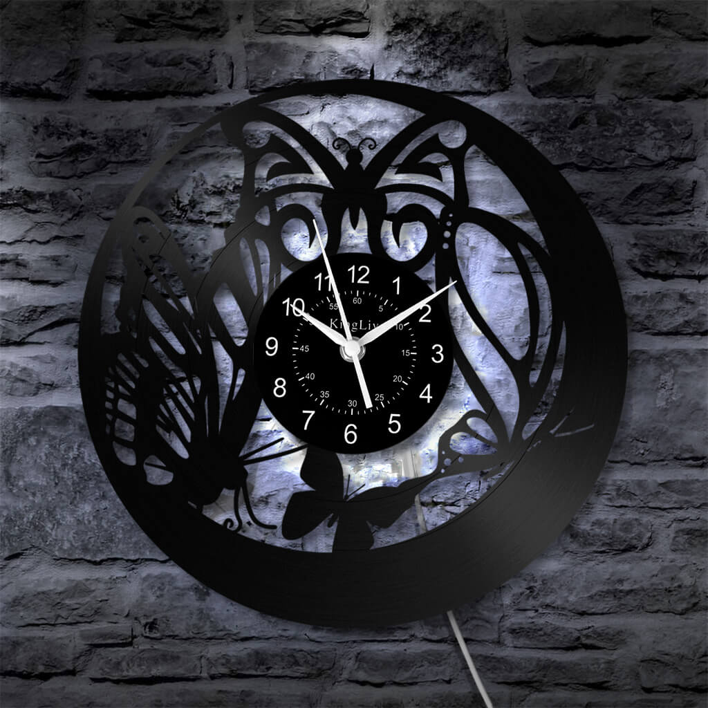 LED Vinyl Wall Clock | Butterfly | 12'' | 0249WPB