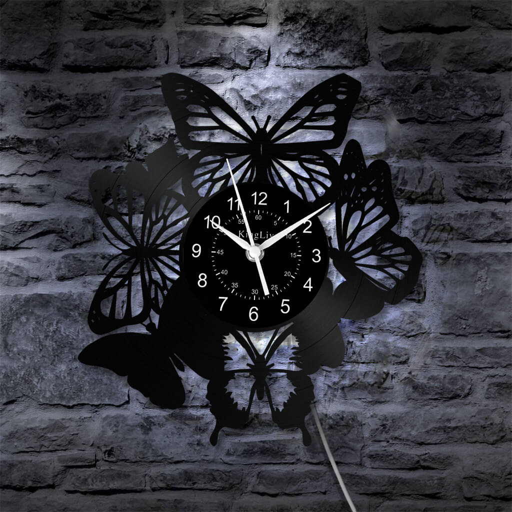 LED Vinyl Wall Clock | Butterfly | 12'' | 0246WPB