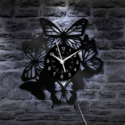 LED Vinyl Wall Clock | Butterfly | 12'' | 0246WPB