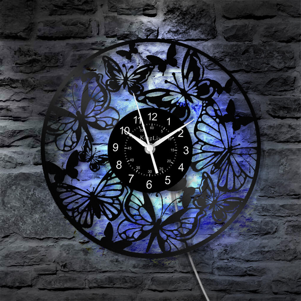 LED Vinyl Wall Clock | Butterfly | 12'' | 0176WPB