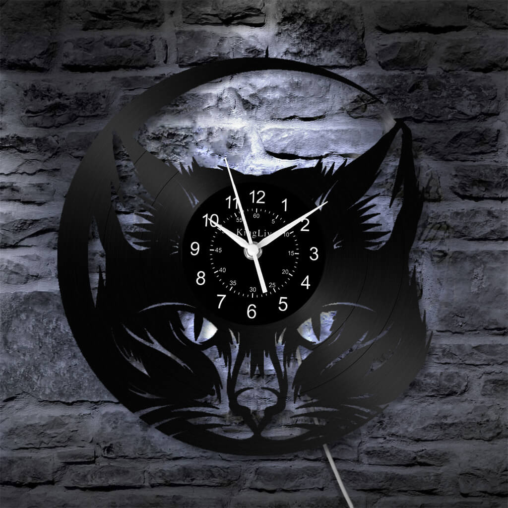 LED Vinyl Wall Clock | Cat | 12'' | 0138WPB