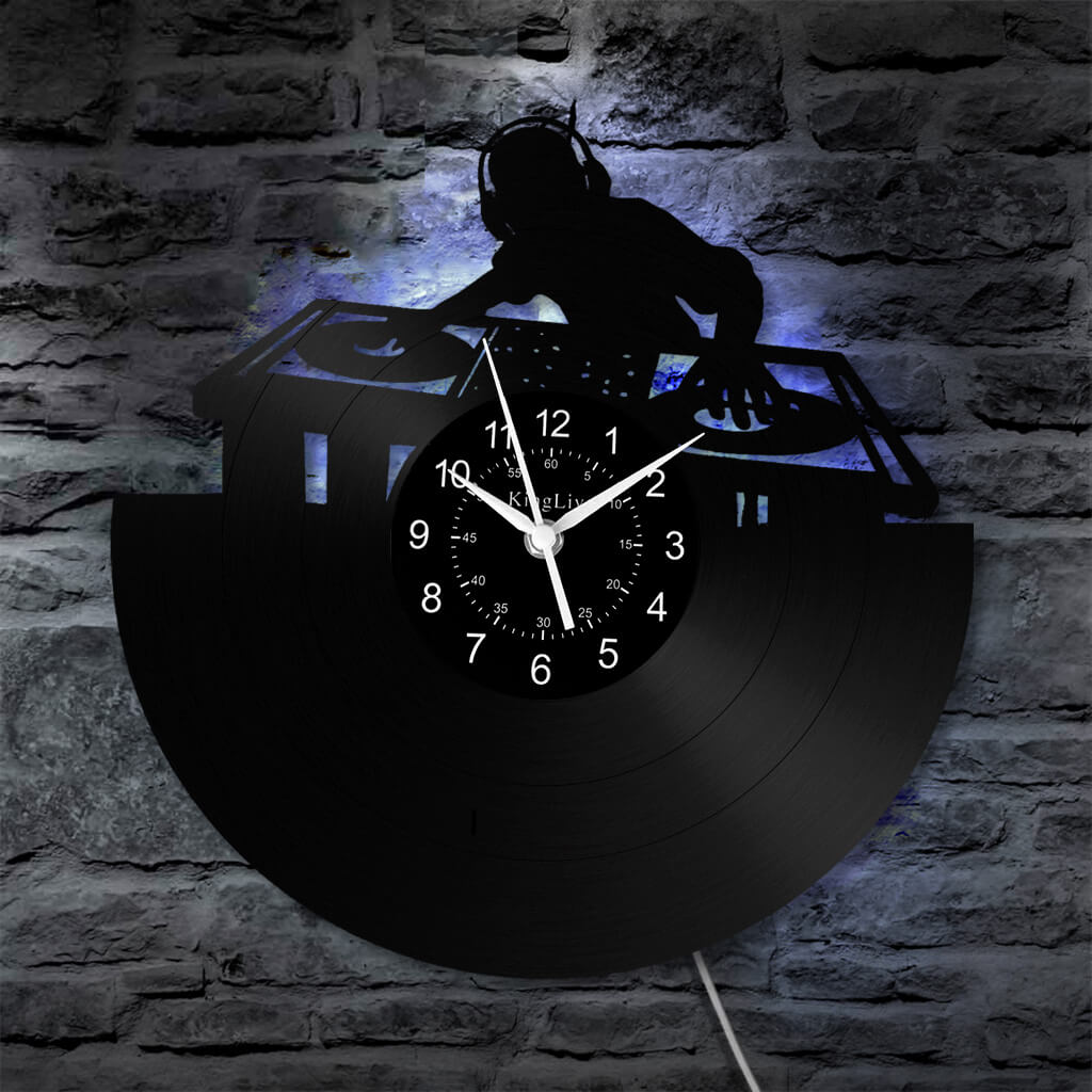 LED Vinyl Wall Clock | Custom DJ Name | 12''