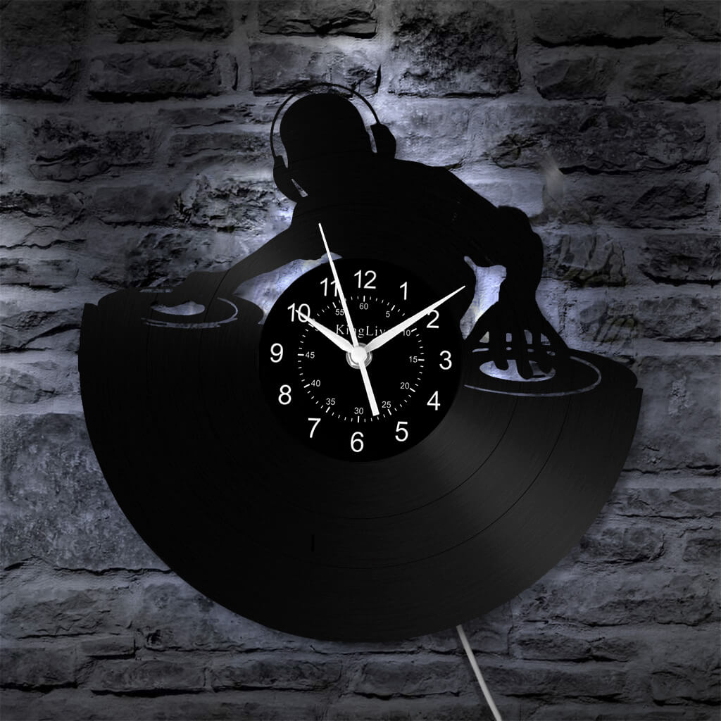 LED Vinyl Wall Clock | Custom DJ Name | 12''
