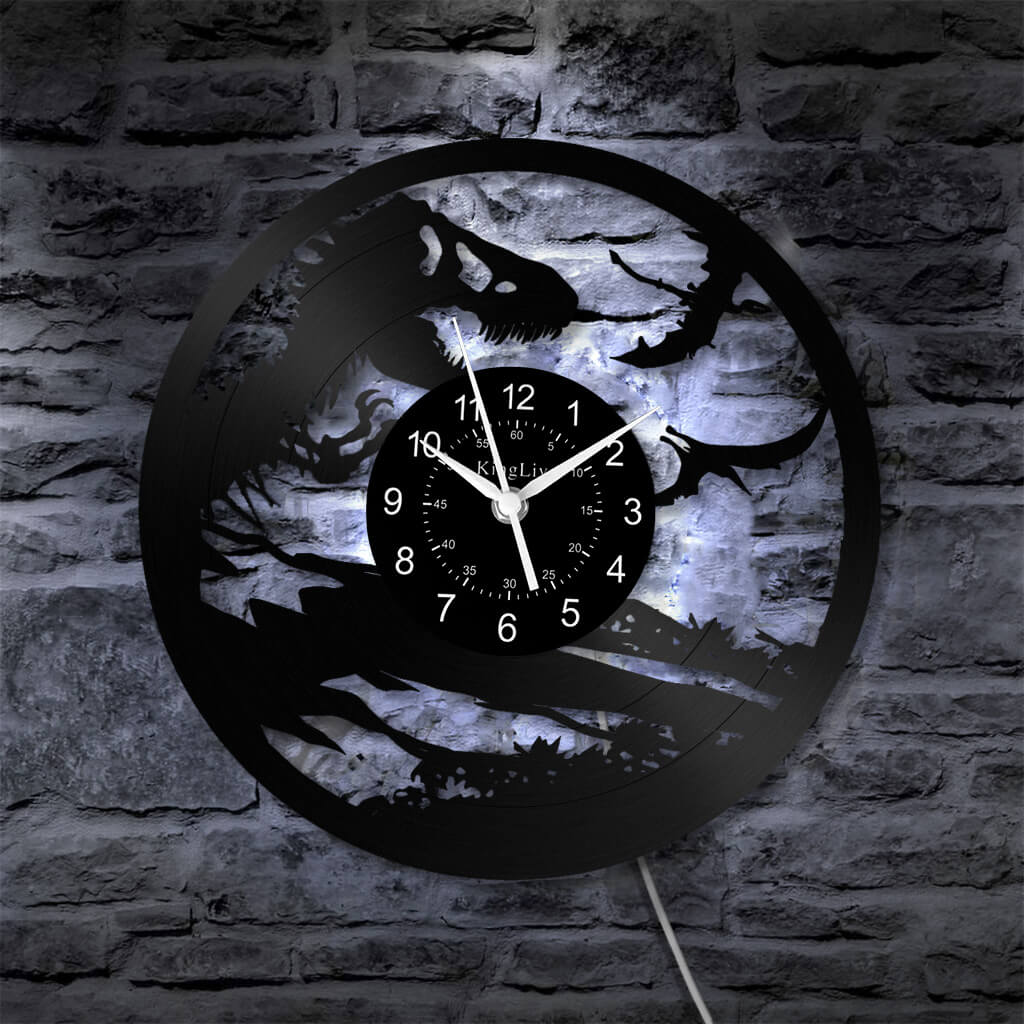LED Vinyl Wall Clock | Dinosaur | 12'' | 0158WPB
