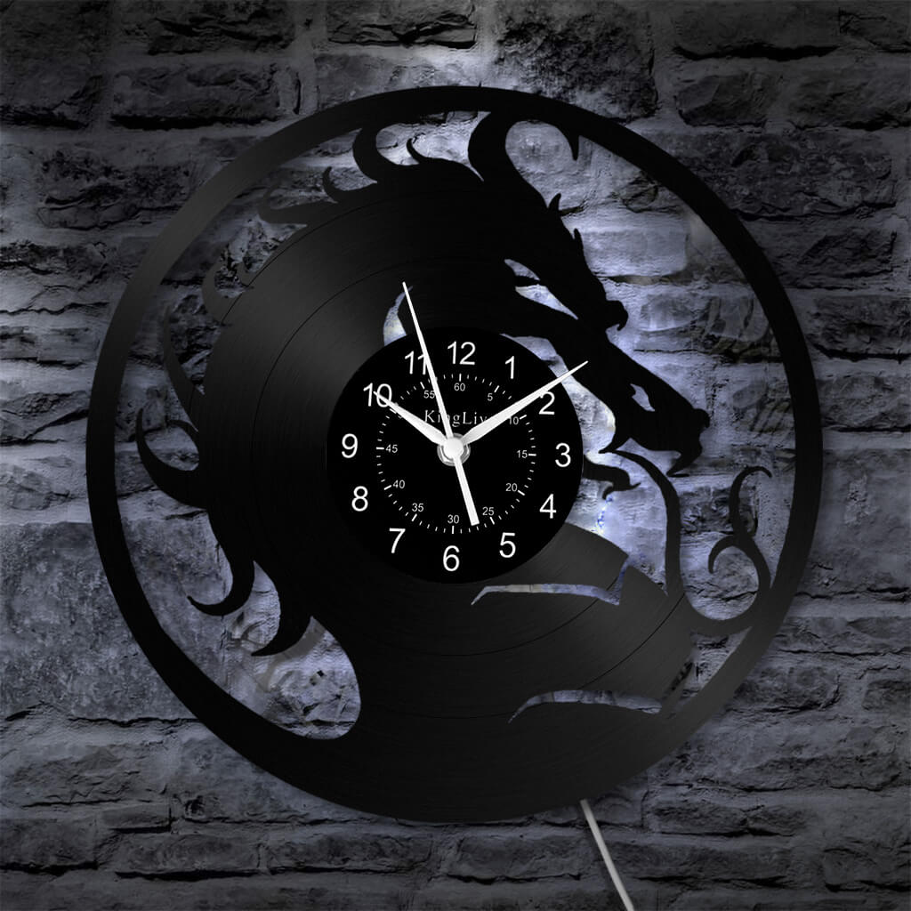 LED Vinyl Wall Clock | Dragon | 12'' | 0165WPB