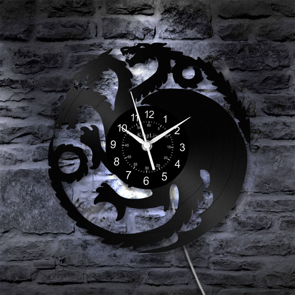 LED Vinyl Wall Clock | Dragon | 12''