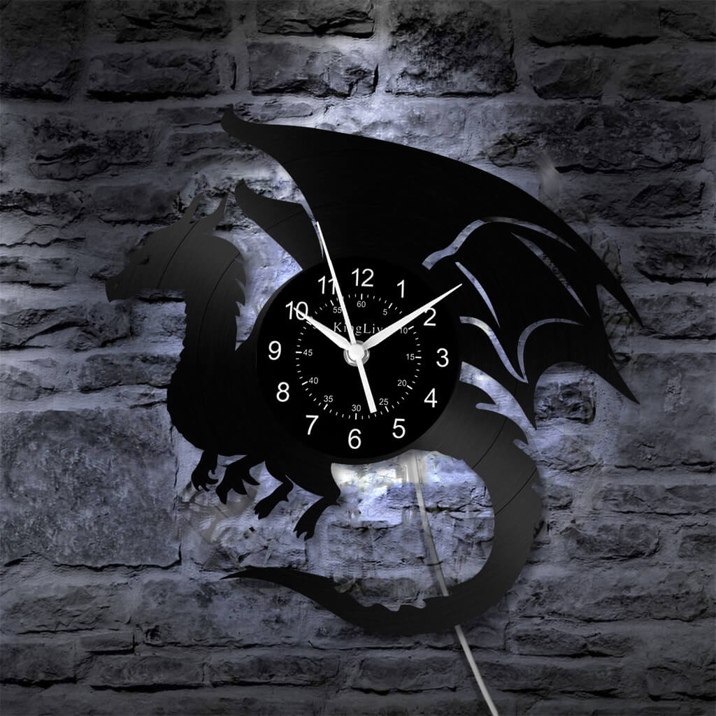LED Vinyl Wall Clock | Dragon | 12''