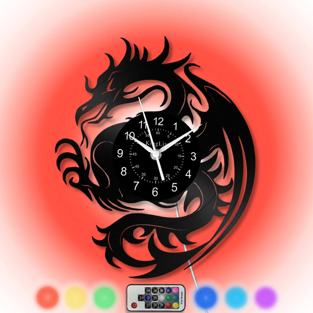 LED Vinyl Wall Clock | Dragon | 12''