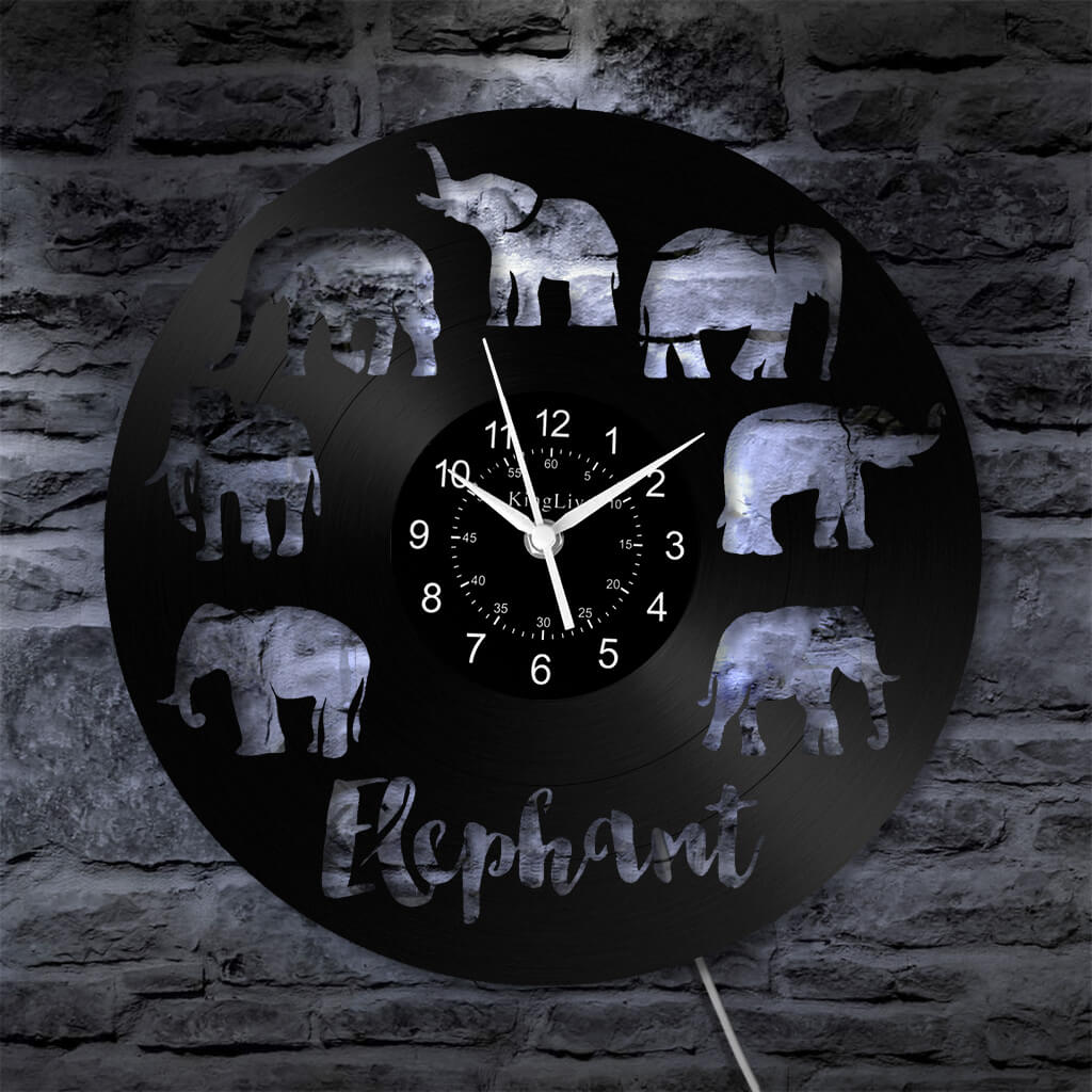 LED Vinyl Wall Clock | Elephant | 12''