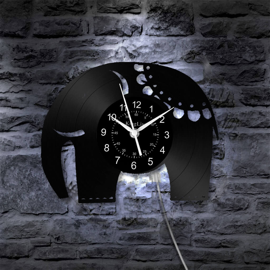 LED Vinyl Wall Clock | Elephant | 12''