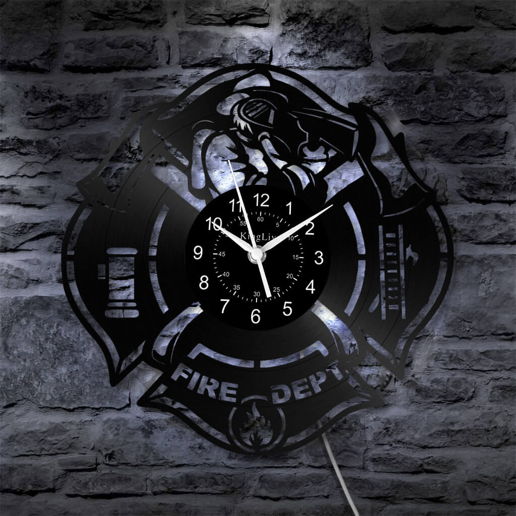 LED Vinyl Wall Clock | Fire Department | 12'' | 0302WPB
