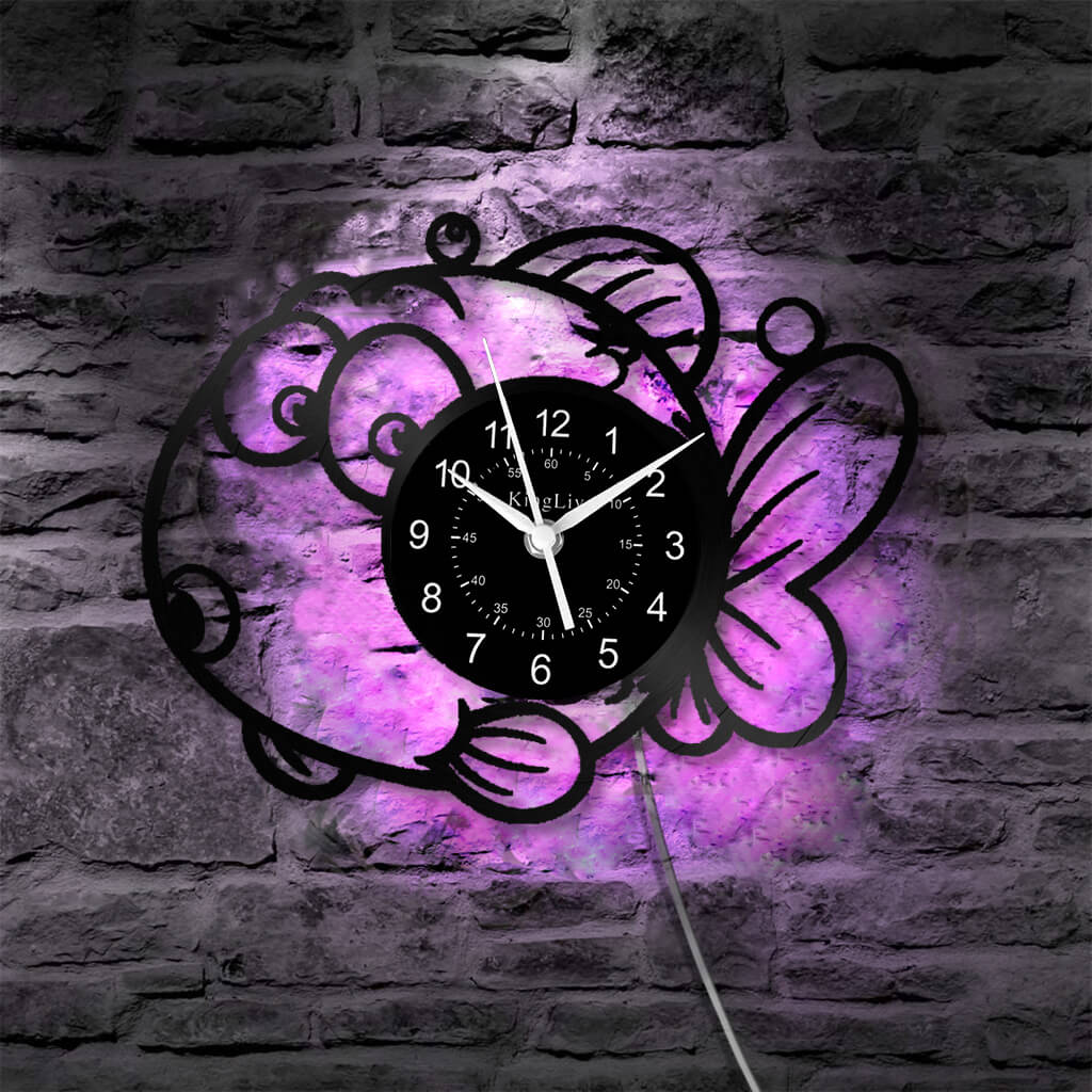 LED Vinyl Wall Clock | Fish | 12'' | 0190WPB