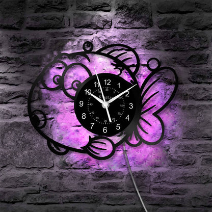 LED Vinyl Wall Clock | Fish | 12'' | 0190WPB