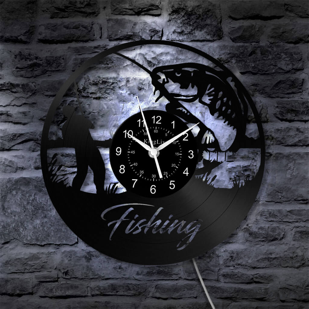 LED Vinyl Wall Clock | Fishing | 12'' | 0062WPB