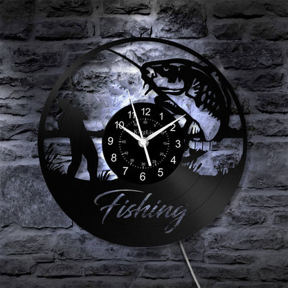 LED Vinyl Wall Clock | Fishing | 12'' | 0062WPB