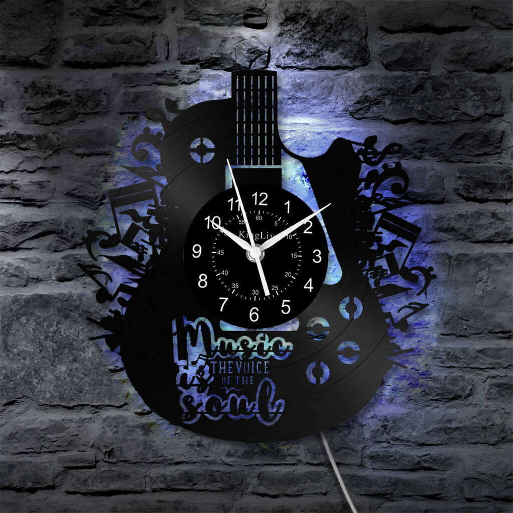 LED Vinyl Wall Clock | Guitar Music | 12''