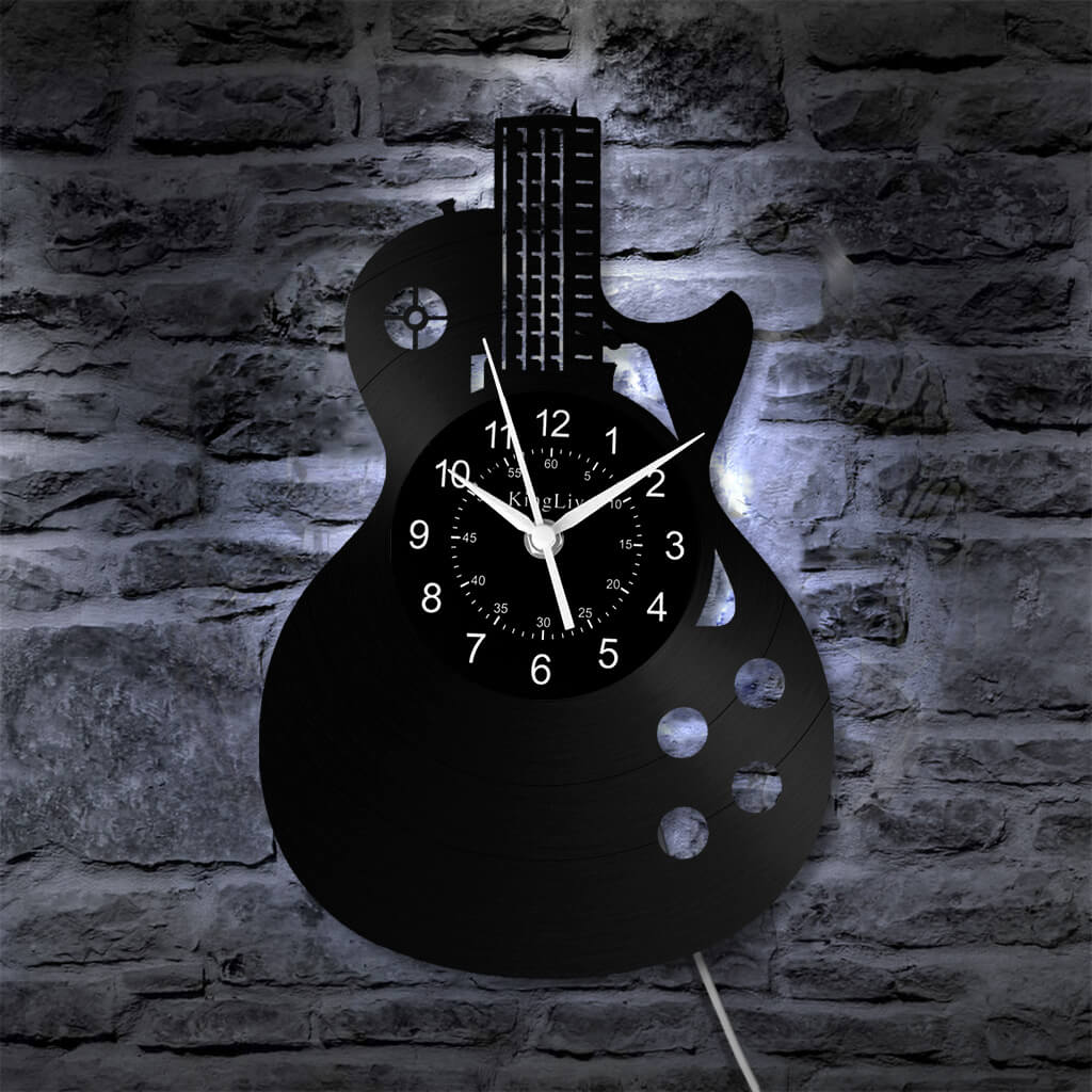 LED Vinyl Wall Clock | Guitar Music | 12''