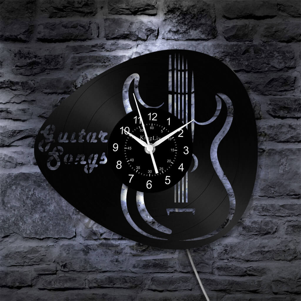 LED Vinyl Wall Clock | Guitar Music | 12''