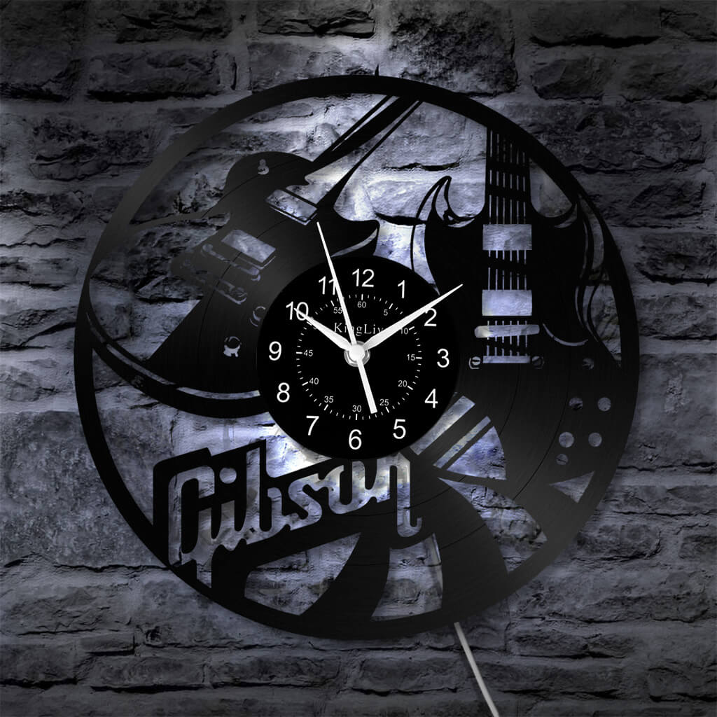 LED Vinyl Wall Clock | Guitar Music | 12''