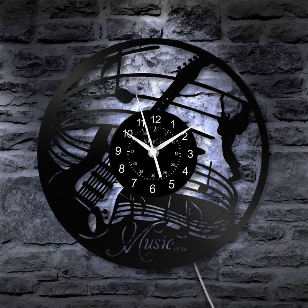 LED Vinyl Wall Clock | Guitar Music | 12''