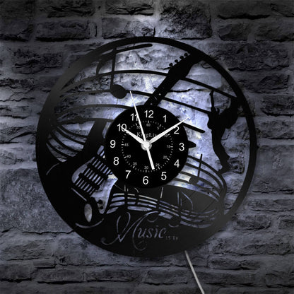 LED Vinyl Wall Clock | Guitar Music | 12''