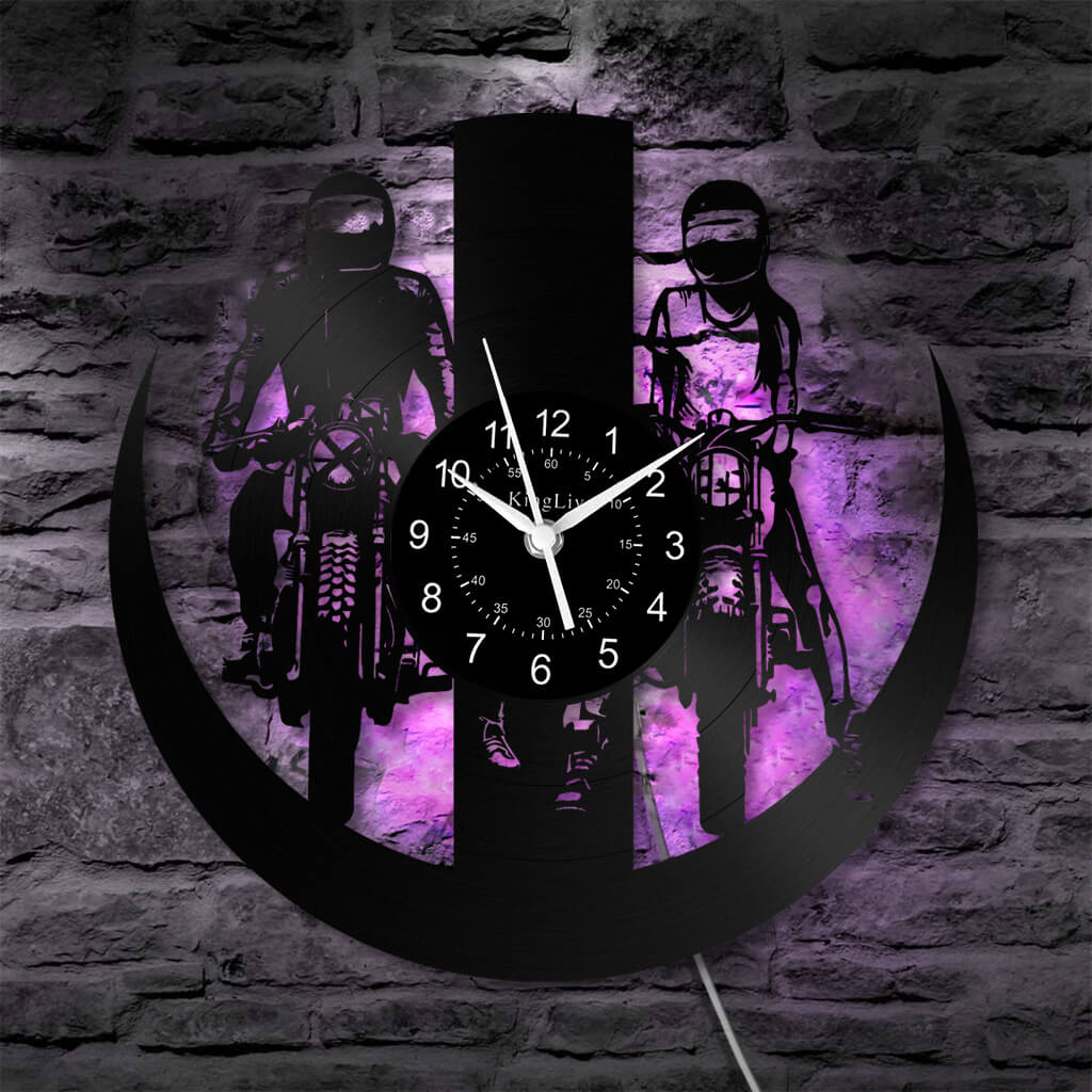 LED Vinyl Wall Clock | Dirt Bike Motocross | 12'' | 0287WPB