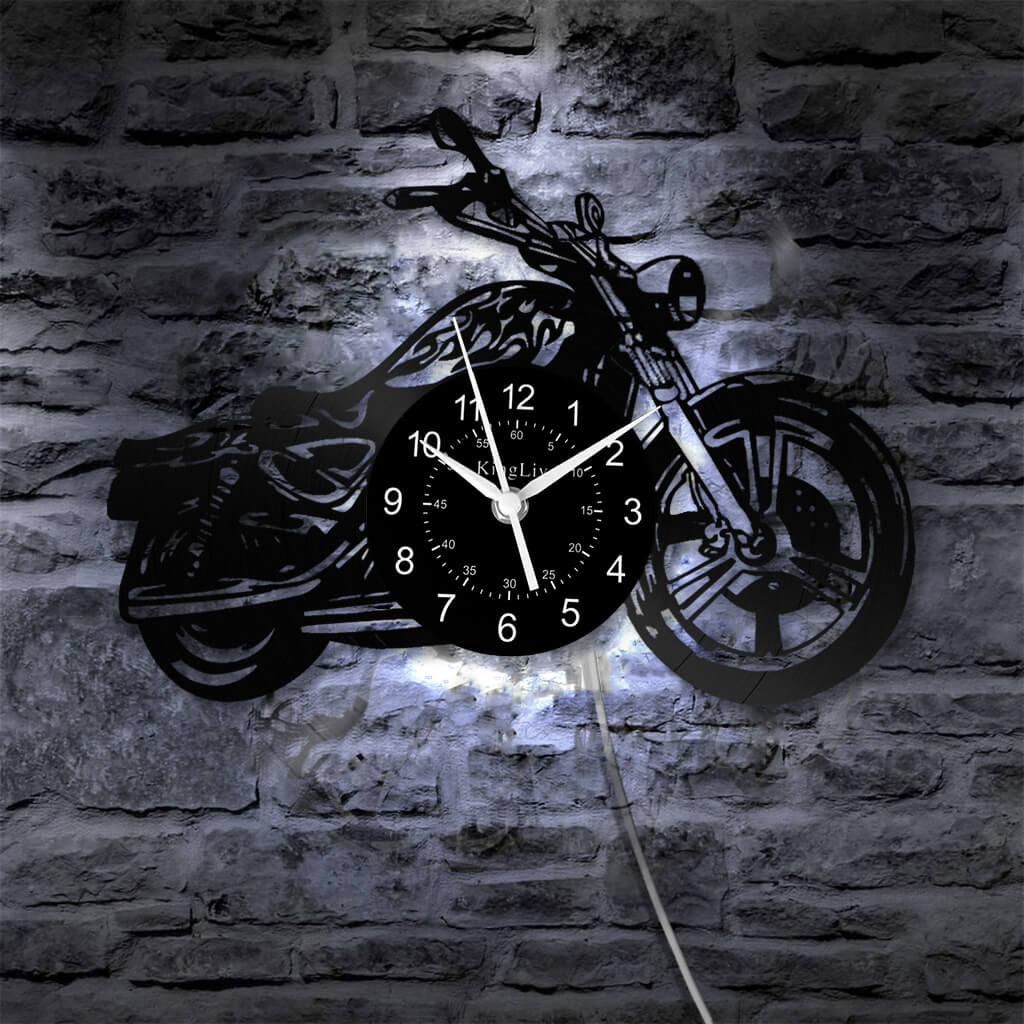 LED Vinyl Wall Clock | Motorcycle | 12'' | 0132WPB