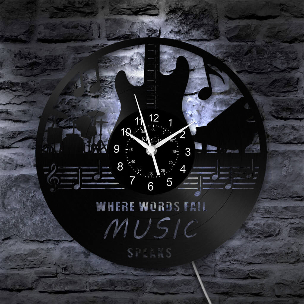 LED Vinyl Wall Clock | Guitar Music | 12''