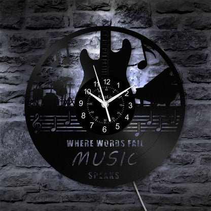 LED Vinyl Wall Clock | Guitar Music | 12''