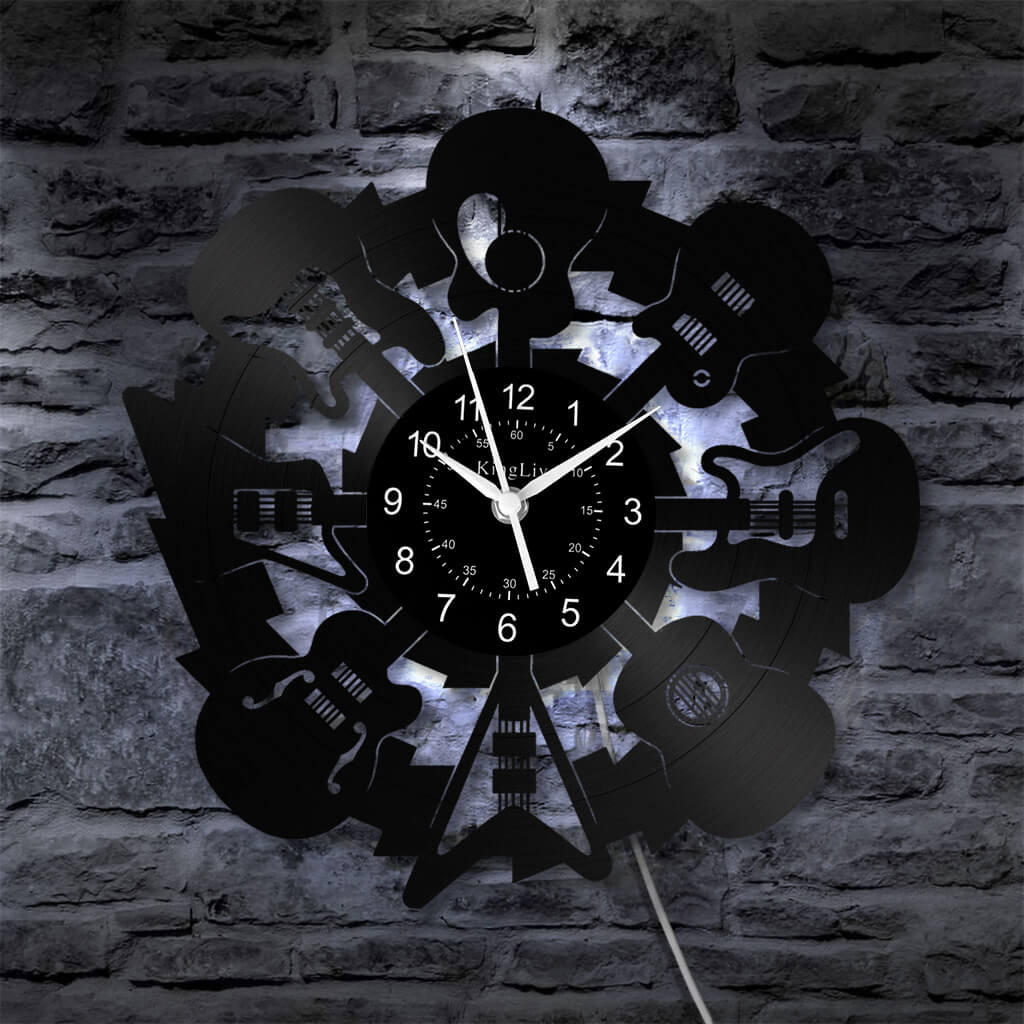 LED Vinyl Wall Clock | Guitar Music | 12''
