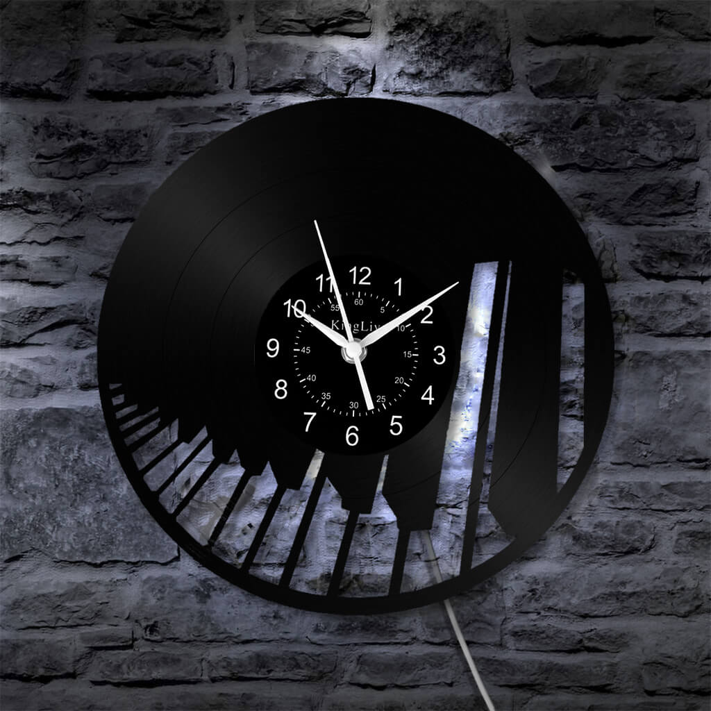 LED Vinyl Wall Clock | Piano Music Note | 12''