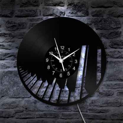 LED Vinyl Wall Clock | Piano Music Note | 12''