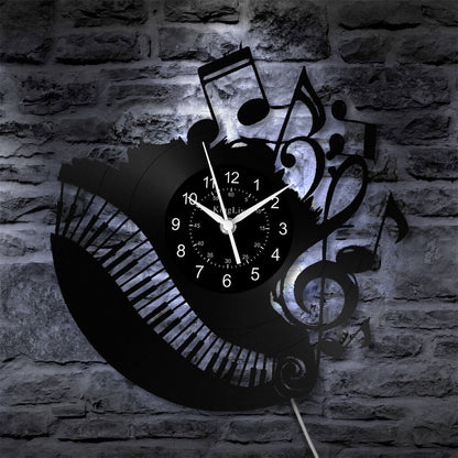 LED Vinyl Wall Clock | Piano Music Note | 12''