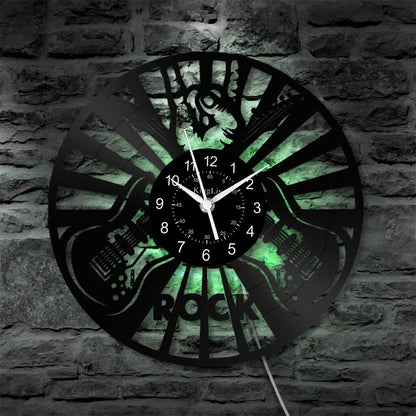 LED Vinyl Wall Clock | Guitar Music | 12''