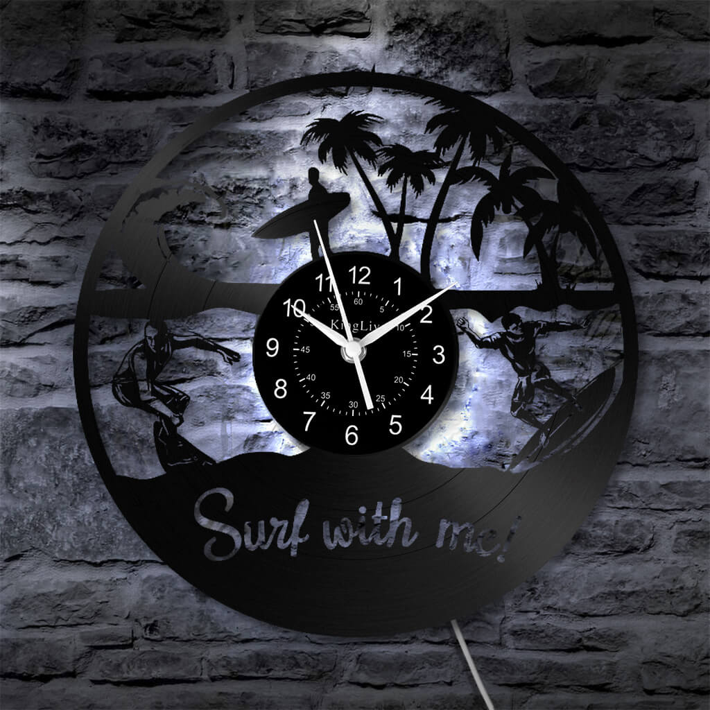LED Vinyl Wall Clock | Surfing | 12'' | 0228WPB