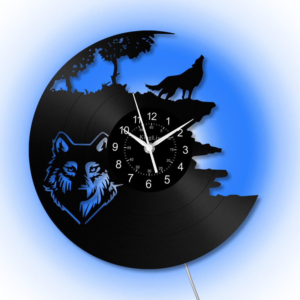 LED Vinyl Wall Clock | Wolf