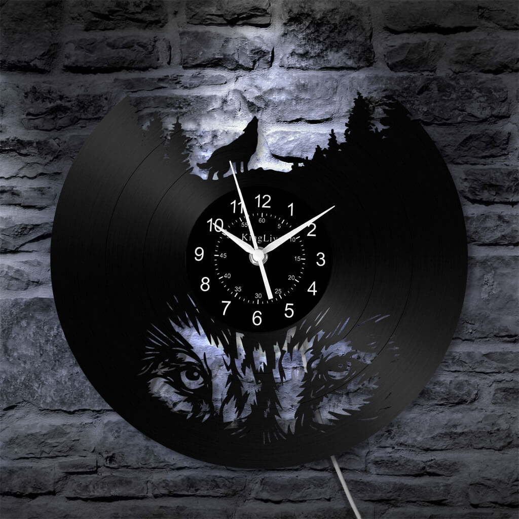 LED Vinyl Wall Clock | Wolf | 0309WPB