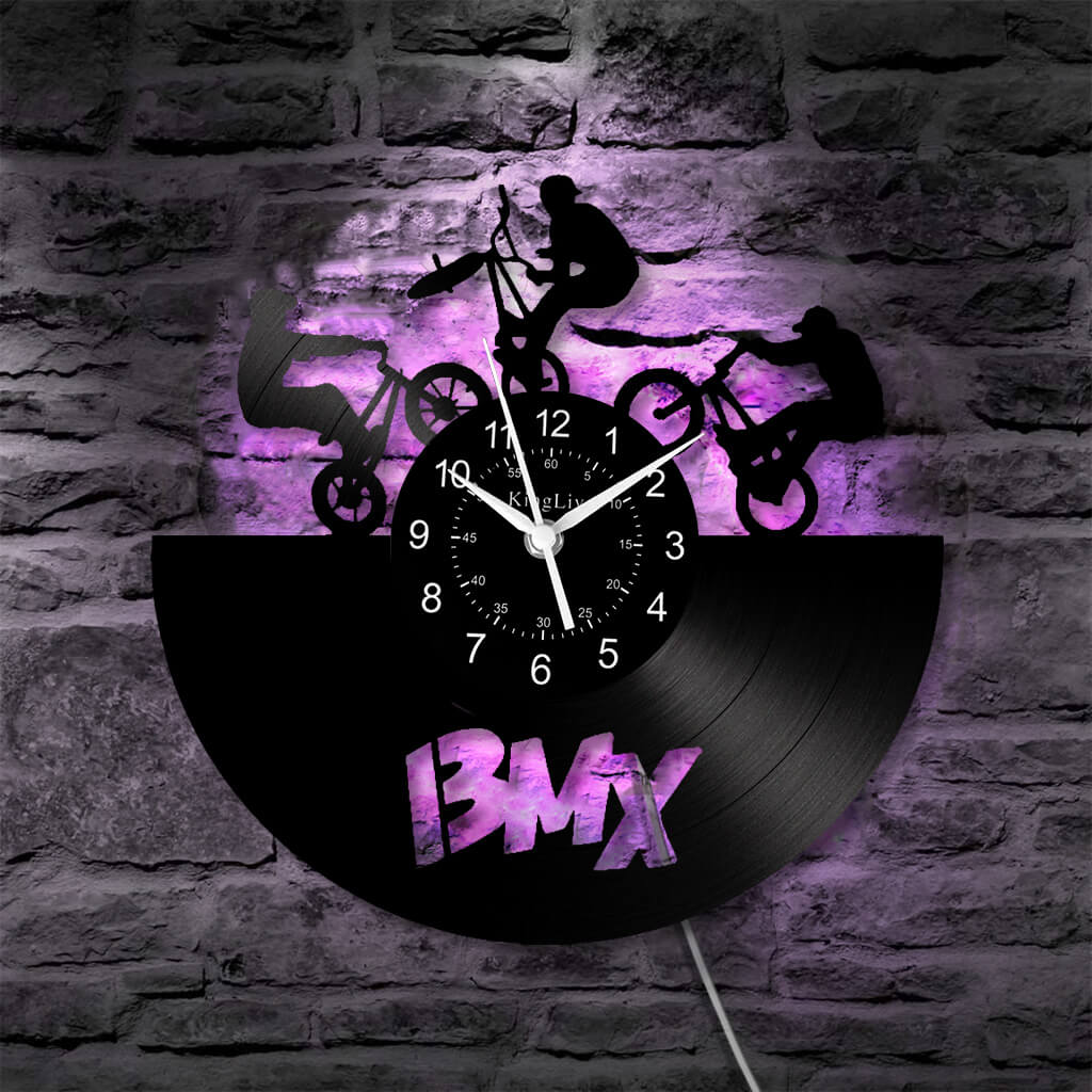 LED Vinyl Wall Clock | BMX Bicycle | 12'' | 0233WPB