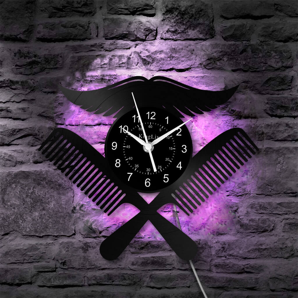LED Vinyl Wall Clock | Barbershop | 12'' | 0227WPB