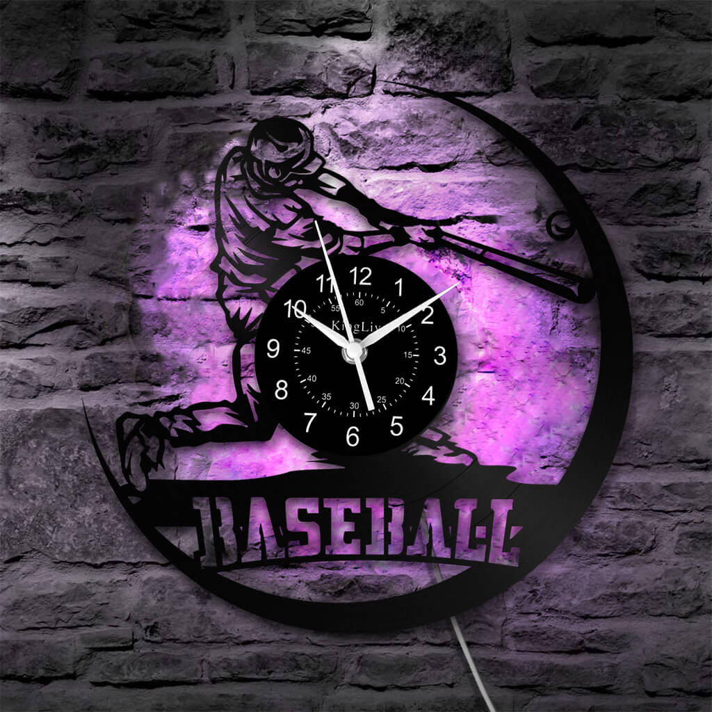 LED Vinyl Wall Clock | Baseball | 12'' | 0223WPB