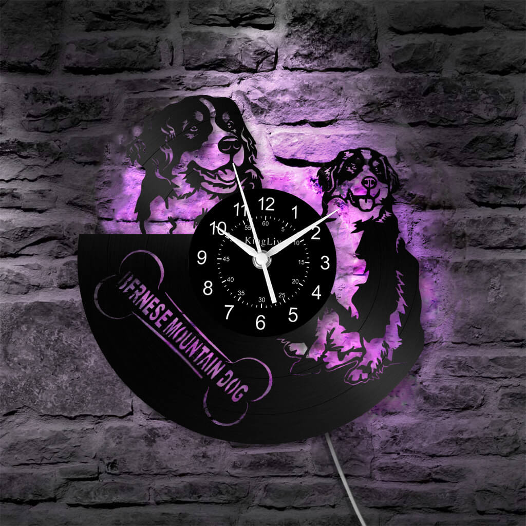 LED Vinyl Wall Clock | Bernese Mountain Dog | 12'' | 0143WPB
